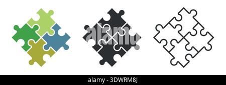 Set of Puzzle jigsaw pieces on white background vector illustration Stock Vector