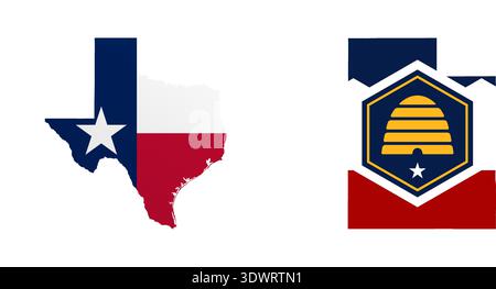 Texas flag map poster. US state pride wall decor artwork. Patriotic printable digital art. Detailed vector illustration Stock Vector