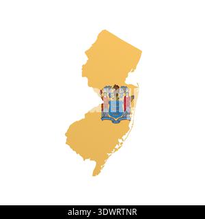 New Jersey flag map poster. US state pride wall decor artwork. Patriotic printable digital art. Detailed vector illustration Stock Vector