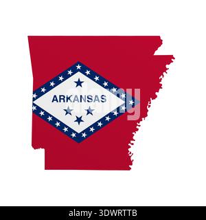 Arkansas flag map poster. US state pride wall decor artwork. Patriotic printable digital art. Detailed vector illustration Stock Vector