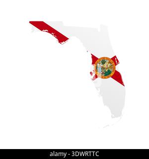 Florida flag map poster. US state pride wall decor artwork. Patriotic printable digital art. Detailed vector illustration Stock Vector