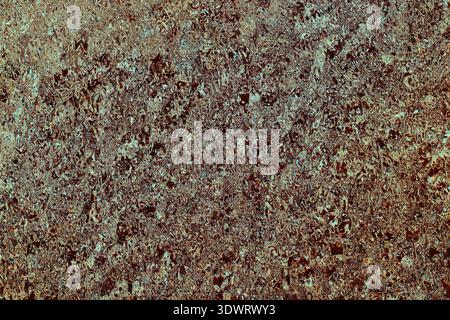 Abstract dark bronze and teal metallic texture, rough oxidized foil background. Stock Photo