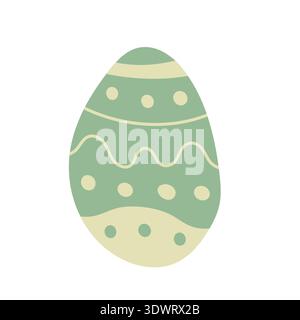 Green patterned Easter egg illustration in soft pastel tones, minimal holiday graphic for spring decor, party invitations and seasonal blog content Stock Vector