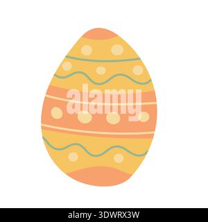 Decorated pastel egg with stripes and dots, festive Easter ornament for seasonal templates, craft inspiration, greeting cards and holiday marketing Stock Vector