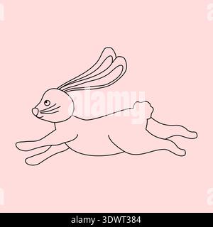 Line art Bunny icon minimal, vector Stock Vector