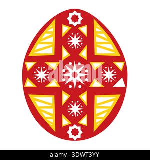 Decorated Easter Egg icon with colorful folk geometric ornaments Stock Vector