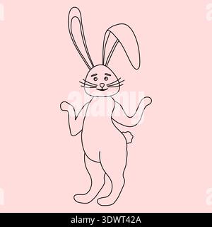 Line art Bunny icon minimal, vector Stock Vector
