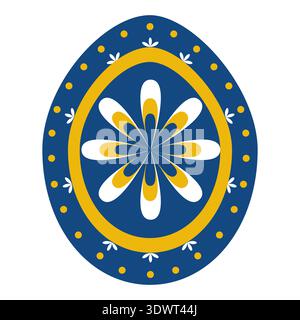 Decorated Easter Egg icon with colorful folk geometric ornaments Stock Vector
