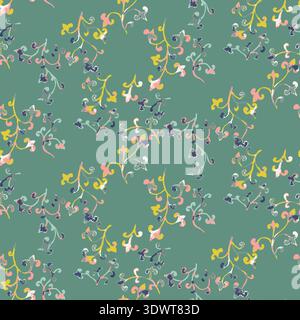 Grunge chinoiserie leaves seamless pattern. Ginger jar botanical repeat design Stock Vector