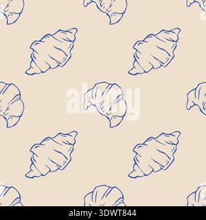 Seamless vector pattern with croissants Stock Vector