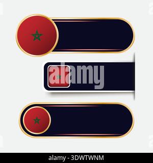 Shiny Morocco Flag Banners Set, vector editable design, can be used for business or presentation design. Stock Vector