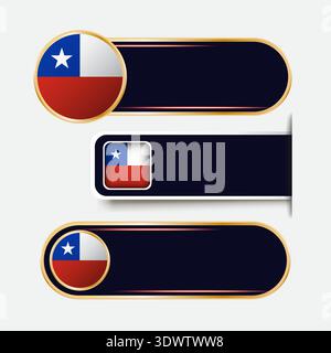 Shiny Chile Flag Banners Set, vector editable design, can be used for business or presentation design. Stock Vector