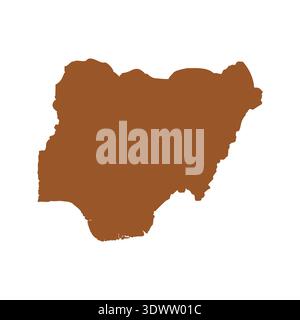 Vector Brown Nigeria Map Isolated On White Background, vector editable design, can be used for business or presentation design. Stock Vector