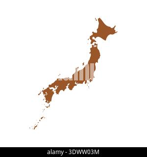 Vector Brown Japan Map Isolated On White Background, vector editable design, can be used for business or presentation design. Stock Vector