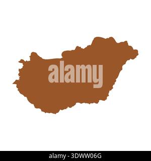 Vector Brown Hungary Map Isolated On White Background, vector editable design, can be used for business or presentation design. Stock Vector