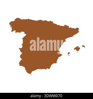 Vector Brown Spain Map Isolated On White Background, vector editable design, can be used for business or presentation design. Stock Vector
