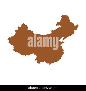 Vector Brown China Map Isolated On White Background, vector editable design, can be used for business or presentation design. Stock Vector