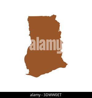 Vector Brown Ghana Map Isolated On White Background, vector editable design, can be used for business or presentation design. Stock Vector