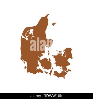 Vector Brown Denmark Map Isolated On White Background, vector editable design, can be used for business or presentation design. Stock Vector