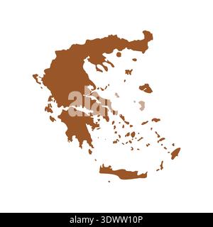 Vector Brown Greece Map Isolated On White Background, vector editable design, can be used for business or presentation design. Stock Vector