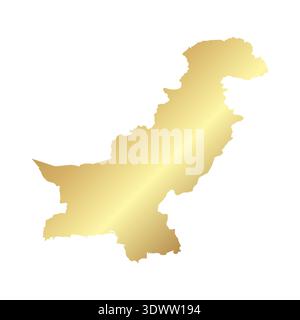Flat Gold Pakistan Simple Map Banner Background, vector editable design, can be used for business or presentation design. Stock Vector