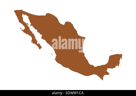 Vector Brown Mexico Map Isolated On White Background, vector editable design, can be used for business or presentation design. Stock Vector