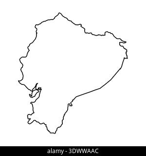 Black Outline Sketch Map Of Ecuador Country, vector editable design, can be used for business or presentation design. Stock Vector