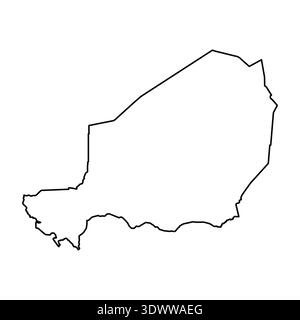 Black Outline Sketch Map Of Niger Country, vector editable design, can be used for business or presentation design. Stock Vector