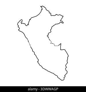 Black Outline Sketch Map Of Peru Country, vector editable design, can be used for business or presentation design. Stock Vector