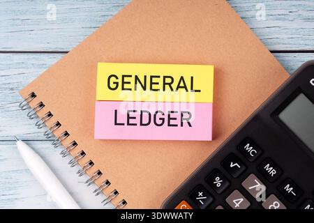 High angle view of General Ledger text on sticky note Stock Photo