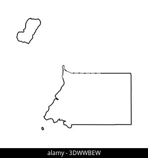 Black Outline Sketch Map Of Equatorial Guinea Country, vector editable design, can be used for business or presentation design. Stock Vector
