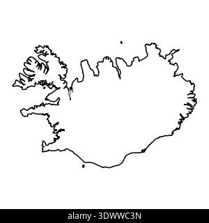 Black Outline Sketch Map Of Iceland Country, vector editable design, can be used for business or presentation design. Stock Vector