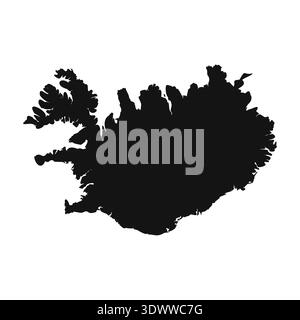 Black And White Iceland Simple Map, vector editable design, can be used for business or presentation design. Stock Vector