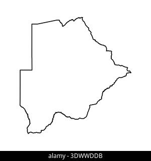 Black Outline Sketch Map Of Botswana Country, vector editable design, can be used for business or presentation design. Stock Vector