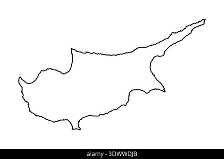 Black Outline Sketch Map Of Cyprus Country, vector editable design, can be used for business or presentation design. Stock Vector
