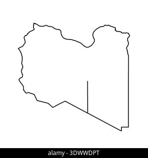 Black Outline Sketch Map Of Libya Country, vector editable design, can be used for business or presentation design. Stock Vector