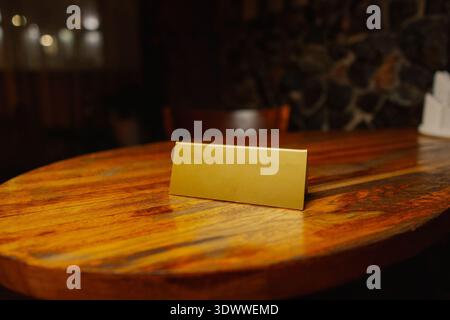 A sign without an inscription on the table Stock Photo