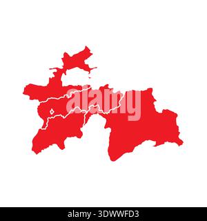 Abstract Red Tajikistan Map With Cities, vector editable design, can be used for business or presentation design. Stock Vector