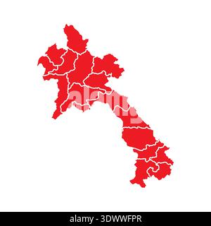 Abstract Red Laos Map With Cities, vector editable design, can be used for business or presentation design. Stock Vector