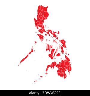 Abstract Red Philippines Map With Cities, vector editable design, can be used for business or presentation design. Stock Vector