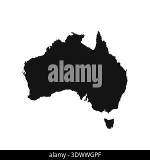 Black And White Australia Simple Map, vector editable design, can be used for business or presentation design. Stock Vector
