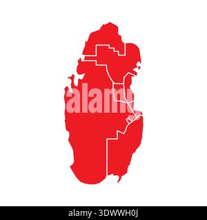 Abstract Red Qatar Map With Cities, vector editable design, can be used for business or presentation design. Stock Vector