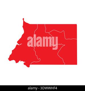 Abstract Red Equatorial Guinea Map With Cities, vector editable design, can be used for business or presentation design. Stock Vector