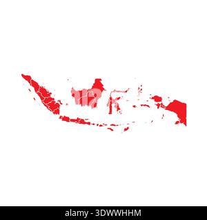 Abstract Red Indonesia Map With Cities, vector editable design, can be used for business or presentation design. Stock Vector