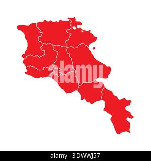 Abstract Red Armenia Map With Cities, vector editable design, can be used for business or presentation design. Stock Vector