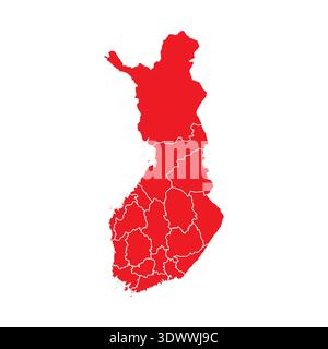Abstract Red Finland Map With Cities, vector editable design, can be used for business or presentation design. Stock Vector