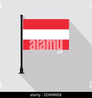 Flat Austria Rectangle Flag Pole In Official Colors, vector editable design, can be used for business or presentation design. Stock Vector
