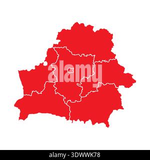 Abstract Red Belarus Map With Cities, vector editable design, can be used for business or presentation design. Stock Vector