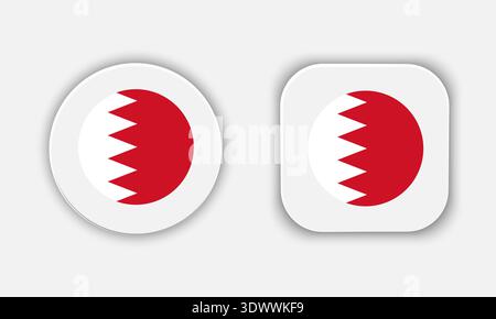 Bahrain Rounded National Flag Button Icon, vector editable design, can be used for business or presentation design. Stock Vector
