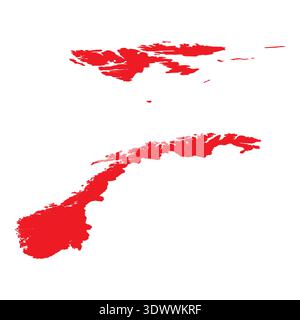 Abstract Red Norway Simple Map, vector editable design, can be used for business or presentation design. Stock Vector